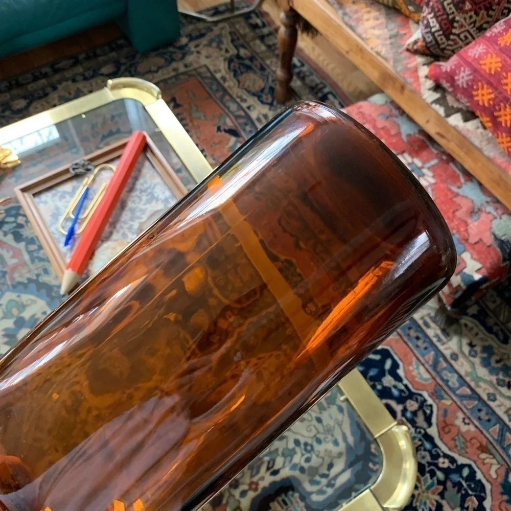 VTG Upjohn Large Amber Glass Pharmacy Bottle